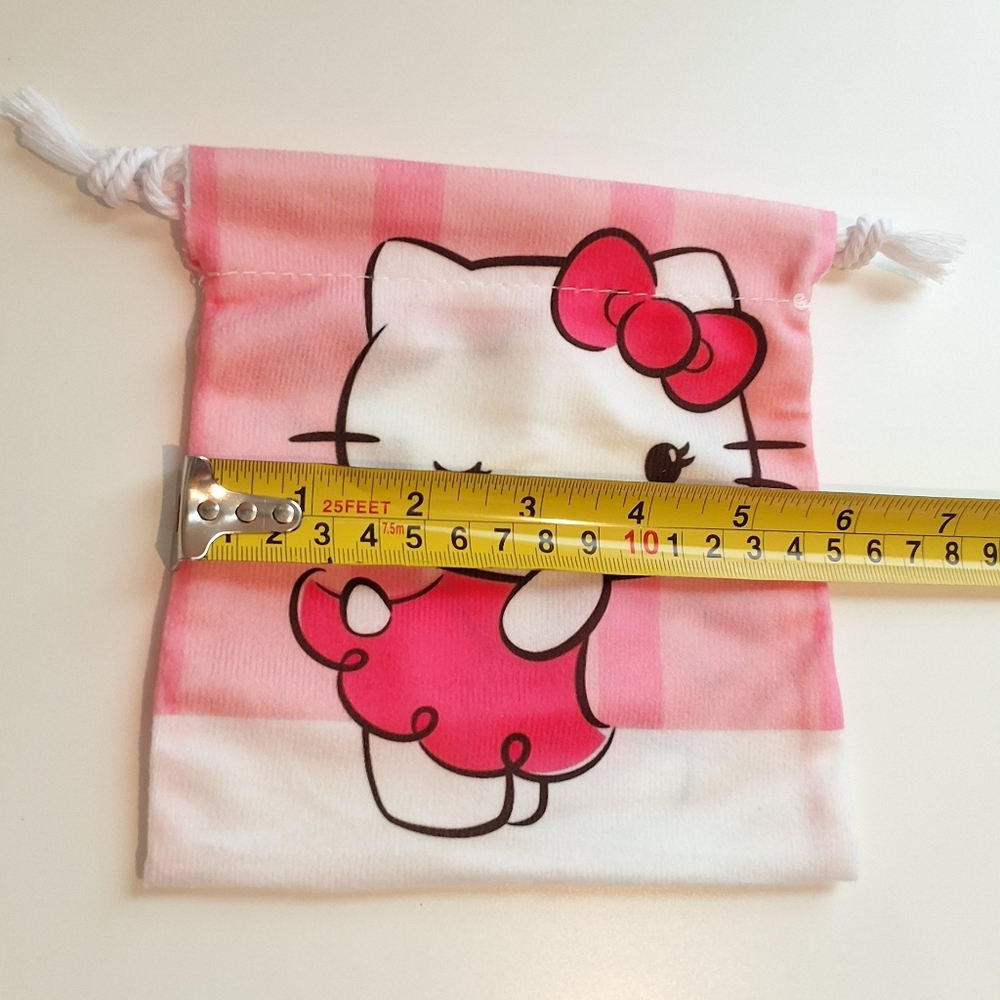 Hello Kitty Pink & White Drawstring Pouch , New - Picture 4 of 4